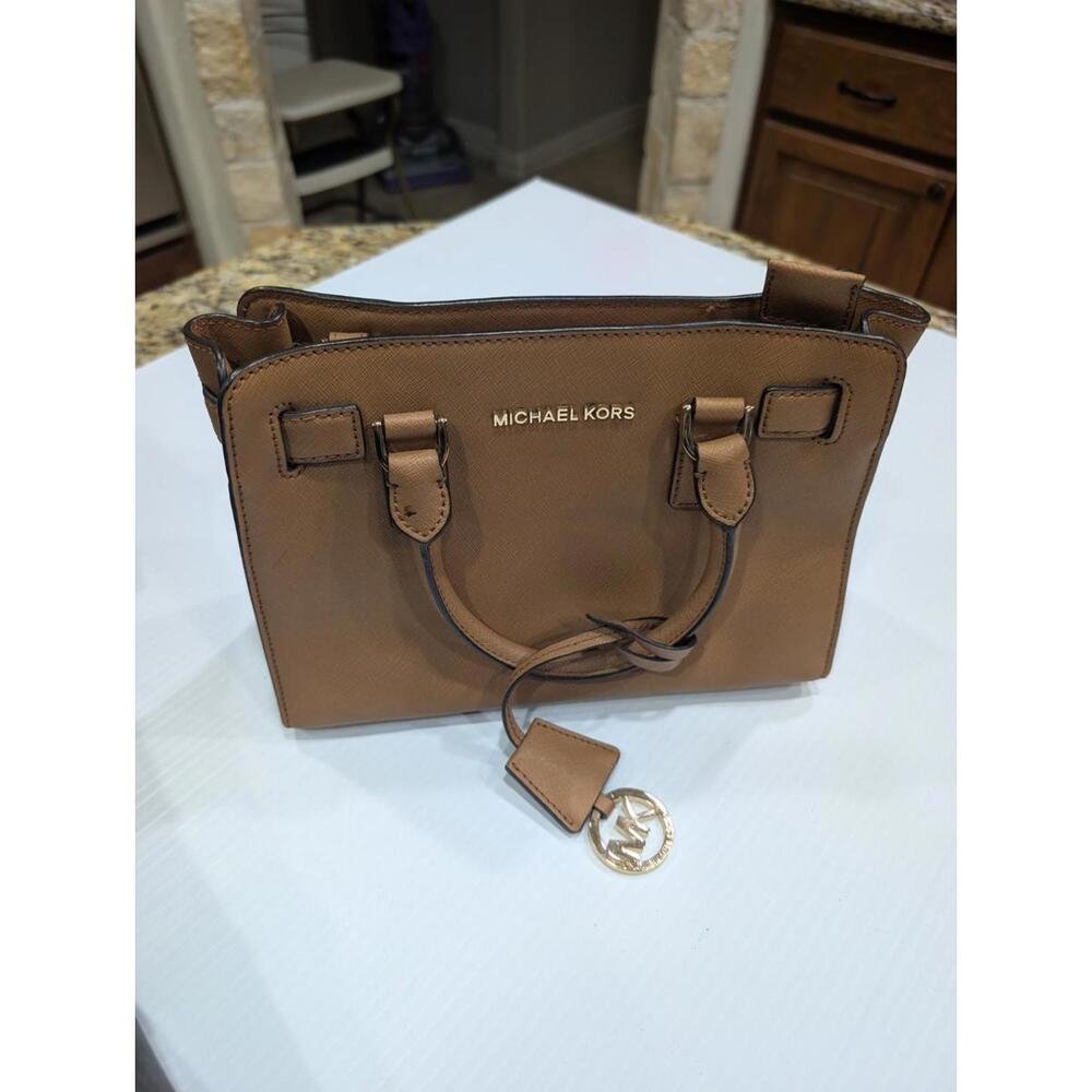 Michael Kors Biege Leather Handbag 7.5"x10"x4" In Excellent Condition